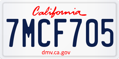 CA license plate 7MCF705