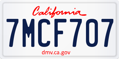 CA license plate 7MCF707