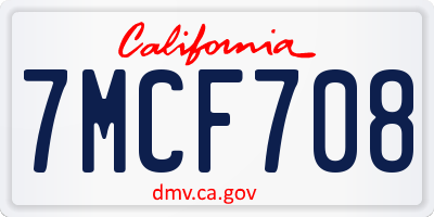 CA license plate 7MCF708