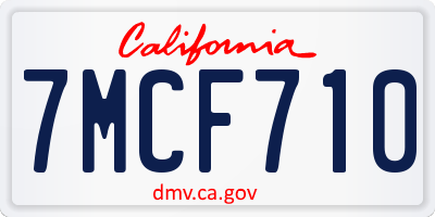 CA license plate 7MCF710