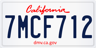 CA license plate 7MCF712