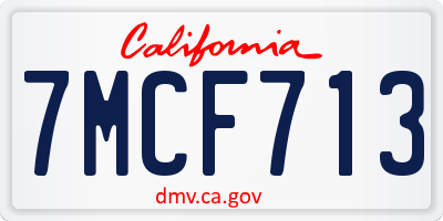 CA license plate 7MCF713