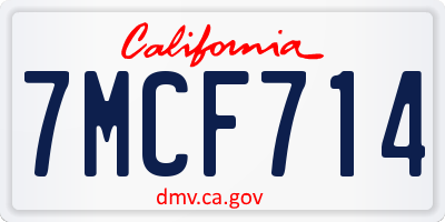 CA license plate 7MCF714