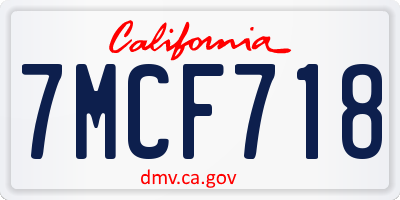 CA license plate 7MCF718