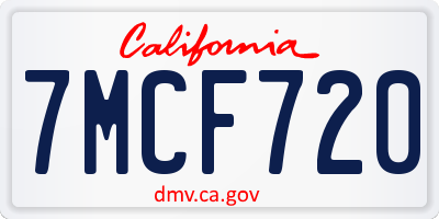 CA license plate 7MCF720