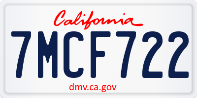 CA license plate 7MCF722
