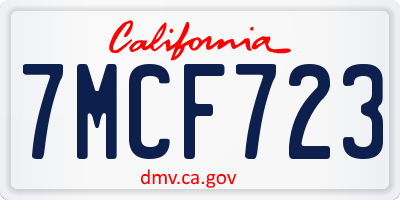 CA license plate 7MCF723