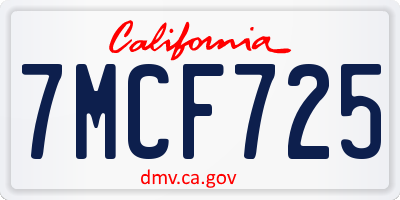 CA license plate 7MCF725