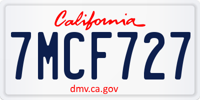 CA license plate 7MCF727