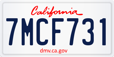 CA license plate 7MCF731