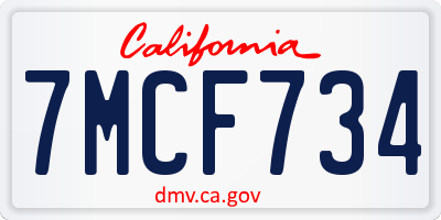 CA license plate 7MCF734