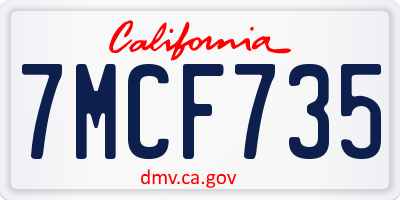 CA license plate 7MCF735