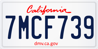 CA license plate 7MCF739