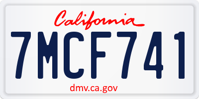 CA license plate 7MCF741
