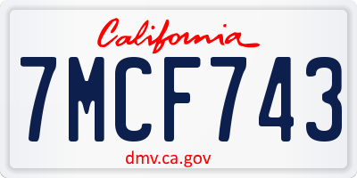 CA license plate 7MCF743