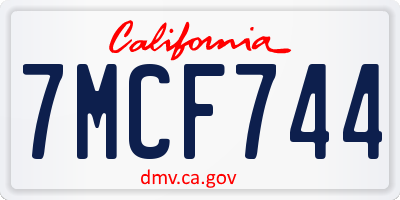 CA license plate 7MCF744