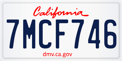 CA license plate 7MCF746