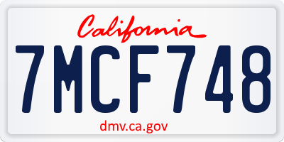 CA license plate 7MCF748
