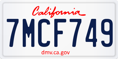 CA license plate 7MCF749