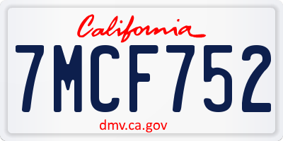 CA license plate 7MCF752