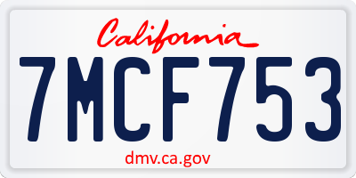CA license plate 7MCF753