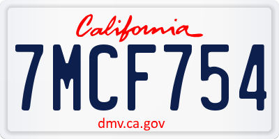 CA license plate 7MCF754
