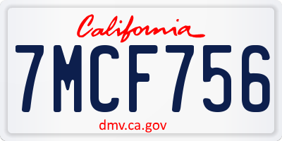 CA license plate 7MCF756
