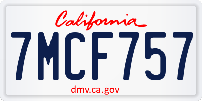 CA license plate 7MCF757
