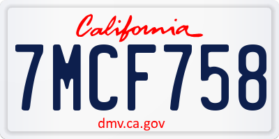 CA license plate 7MCF758