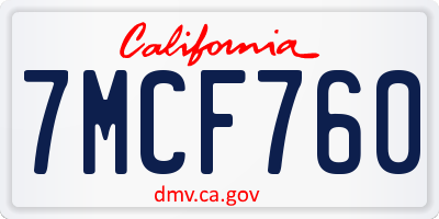 CA license plate 7MCF760