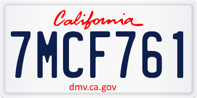 CA license plate 7MCF761