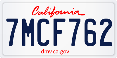 CA license plate 7MCF762