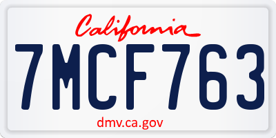 CA license plate 7MCF763