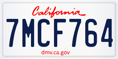 CA license plate 7MCF764