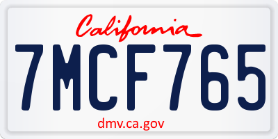 CA license plate 7MCF765