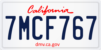 CA license plate 7MCF767