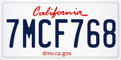CA license plate 7MCF768