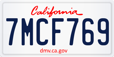 CA license plate 7MCF769
