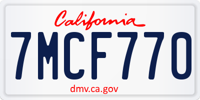 CA license plate 7MCF770