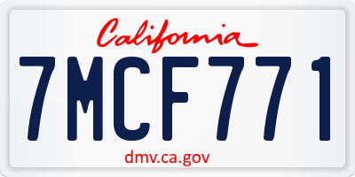 CA license plate 7MCF771