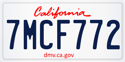 CA license plate 7MCF772