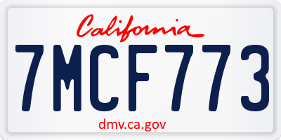 CA license plate 7MCF773