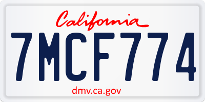 CA license plate 7MCF774