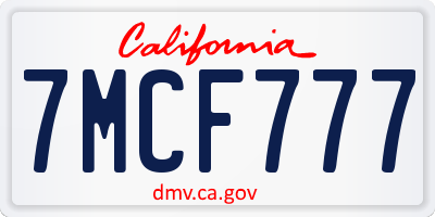 CA license plate 7MCF777