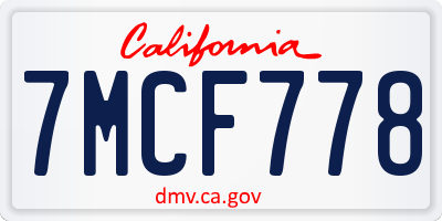 CA license plate 7MCF778