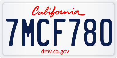 CA license plate 7MCF780