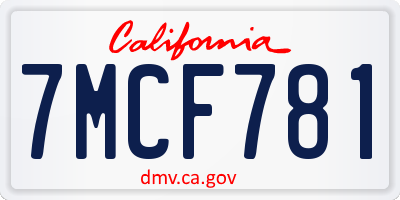CA license plate 7MCF781
