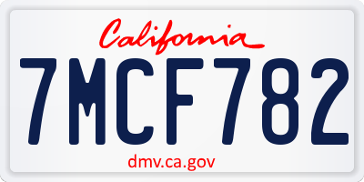 CA license plate 7MCF782