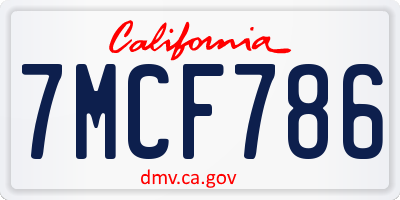 CA license plate 7MCF786