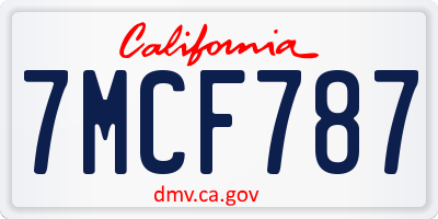 CA license plate 7MCF787